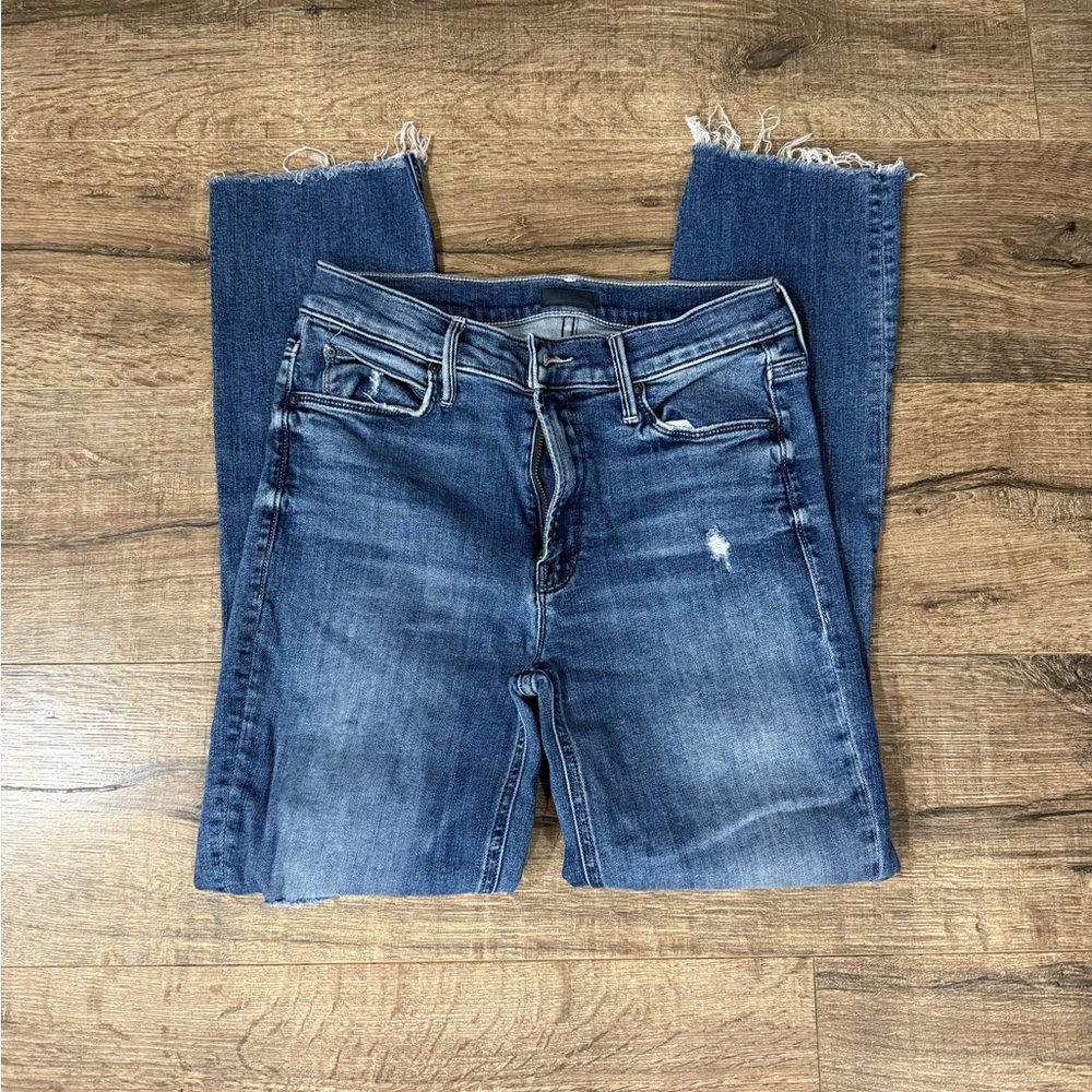Blue Mid Rise Dazzler Ankle Fray Jeans - Picture 2 of 5